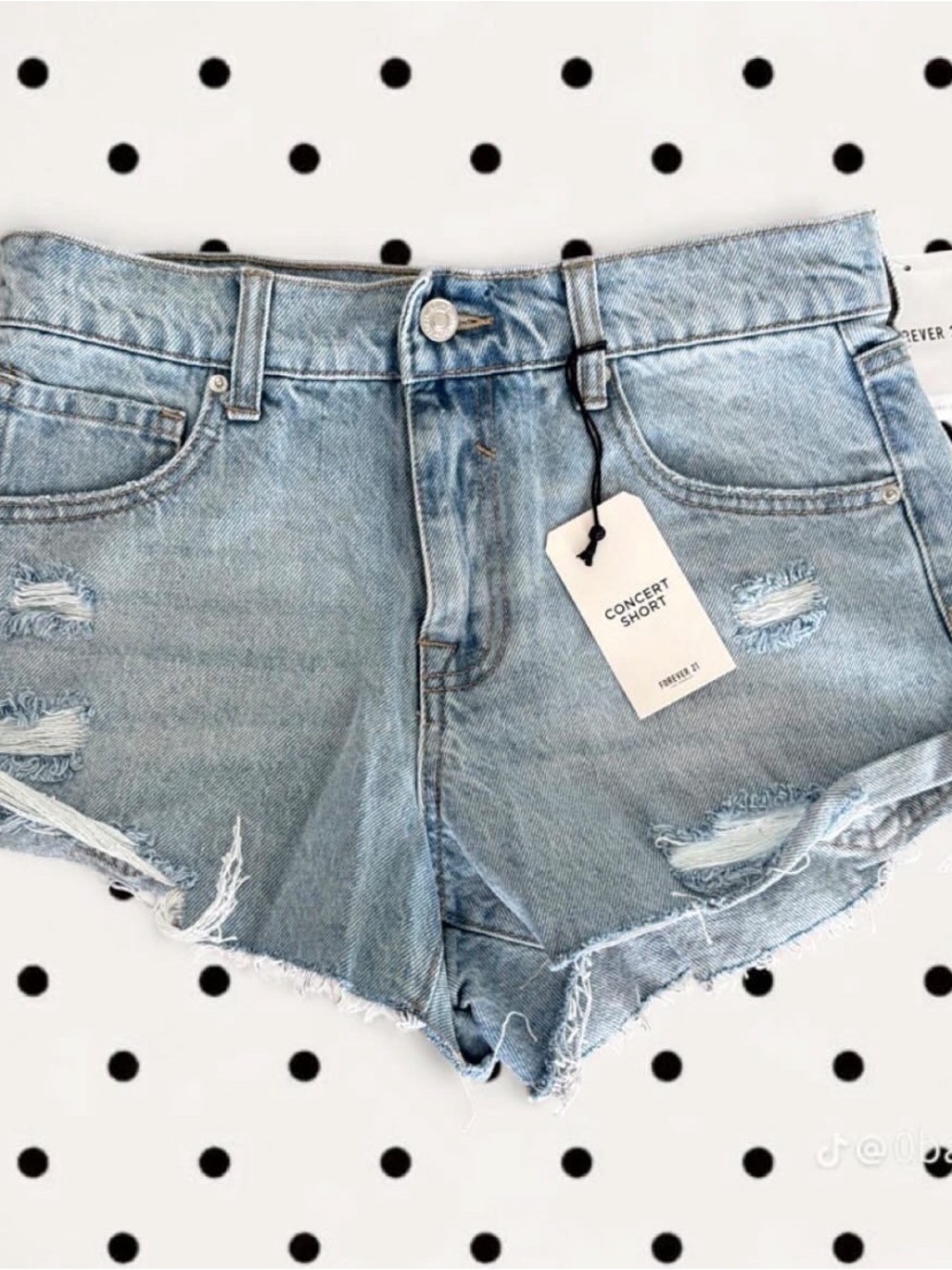 Forever 21 Light Wash Distressed Denim Cutoff Shorts
